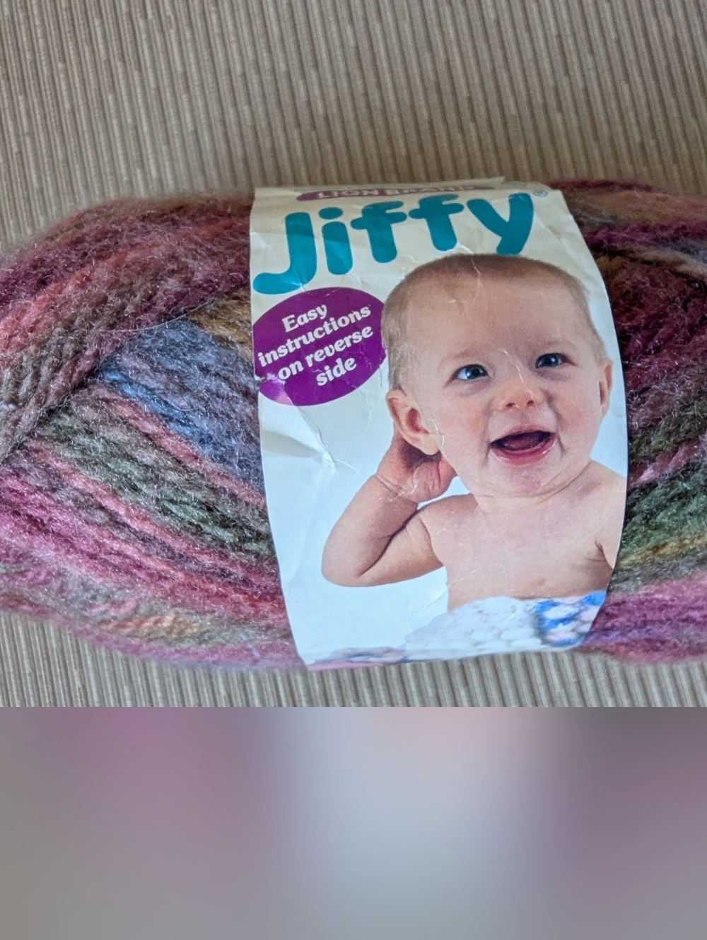 Vintage Yarn Lion Brand Jiffy Yarn El Paso Verigated Colorful Yarn 1 Skien 70g